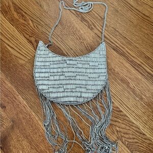 Silver Beaded Fringe Bag